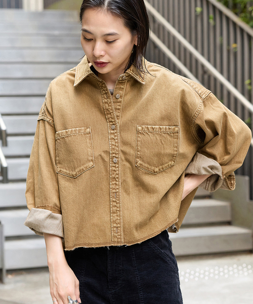 ブラウス シャツ 「追加」ライトオンスデニムクロップドシャツ レディース JOURNAL STANDARD ブラウス シャツ 「追加」ライトオンスデニム