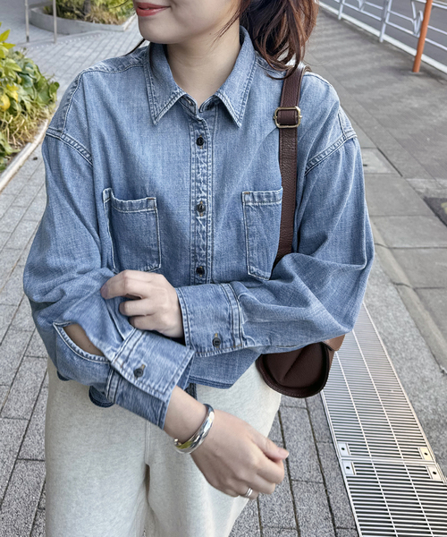 ジャーナルスタンダード ライトオンスデニムクロップドシャツ JOURNAL STANDARD｜《追加予約》ライトオンスデニムクロップド