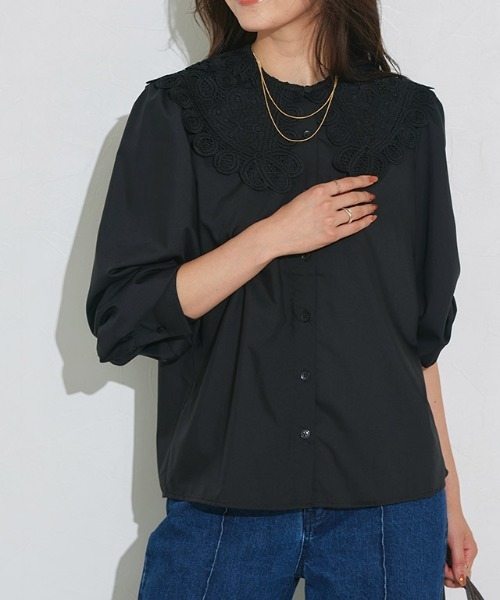 JUNYA WATANABE ブラック レース襟ブラウス JUNYA WATANABE ブラック