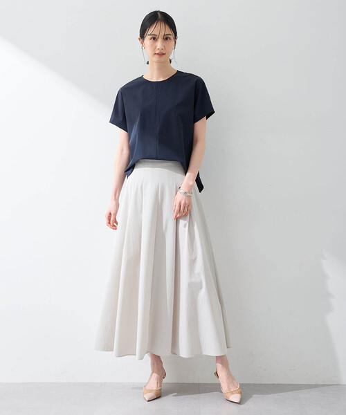 「A/C DESIGN BY ALPHA CUBIC」 半袖ブラウス 9号 ネイビー レディース_画像3