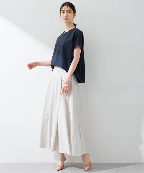 「A/C DESIGN BY ALPHA CUBIC」 半袖ブラウス 9号 ネイビー レディース_画像5