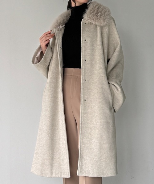 ファー付シャギーノーカラーコート シャギーノーカラーコート[fo1779] | レディースファッション通販の