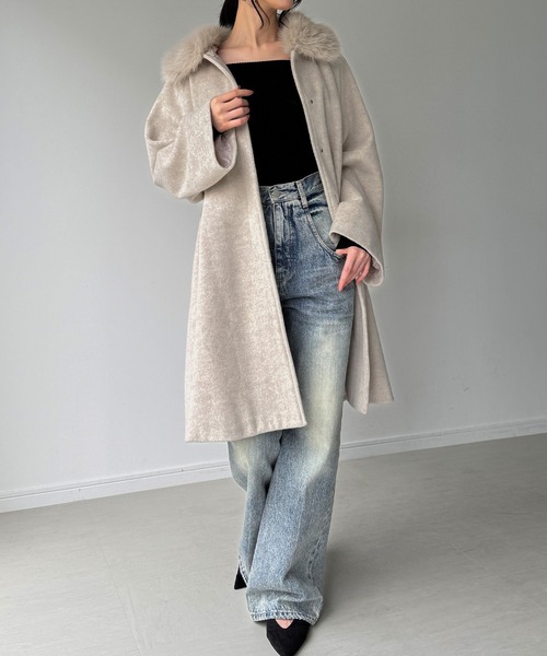 JUNOAH（ジュノア） ノーカラーコート コート 「取り外し可能