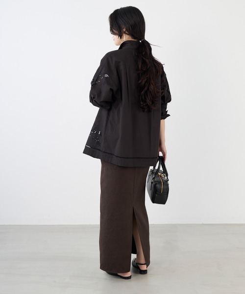 新品未使用　MIRY DCERA コットン刺繍シャツジャケット　ブラック YOUTH OF THE WATER - shirt blouson / スミクロ - black / 251-04002