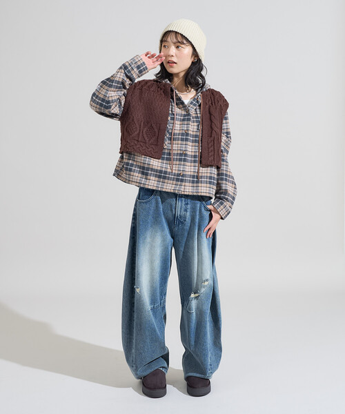 3 フリークスストア FREAK'S STORE ジレ ベスト デニム リボン FREAK'S STORE（フリークスストア） ベスト ジレ リメイク風 リボン