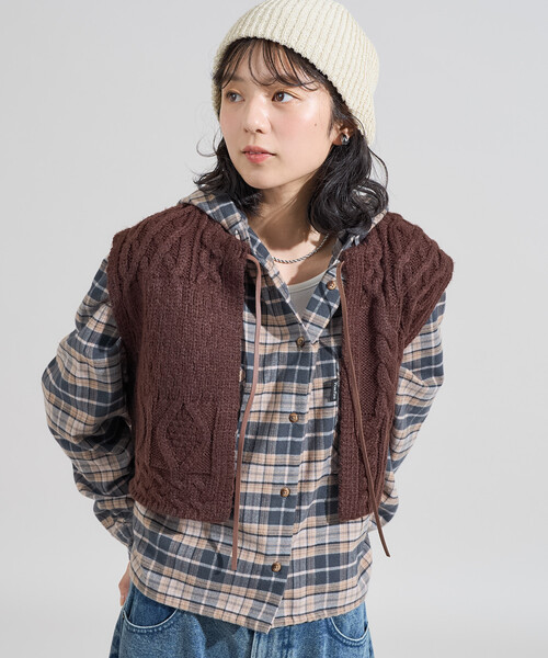 HEIHEI リボンベストニット FREAK'S STORE（フリークスストア） ベスト ジレ リメイク風 リボン
