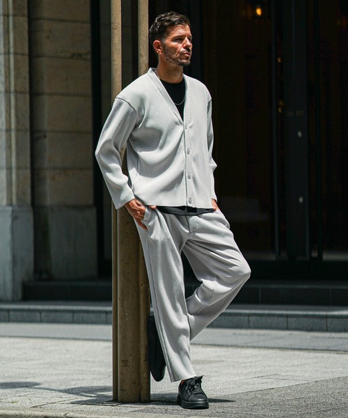 MAHF セットアップ　グレー SOMEDIFF（サムディフ） セットアップ プリーツカーディガン