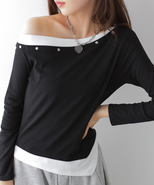 NANAHACHI tシャツ アシンメトリーワンショルダートップス レディース