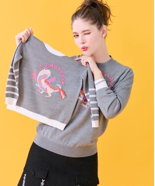 チェスティ バット スパンコール ニット グレー chesty