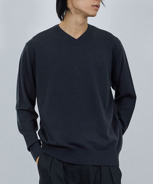 NAVY セーター ニット 素肌ニットV ネック メンズ レディース