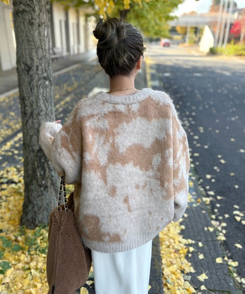 ニット セーター nuance pattern shaggy knit pullover /ニュアンス柄