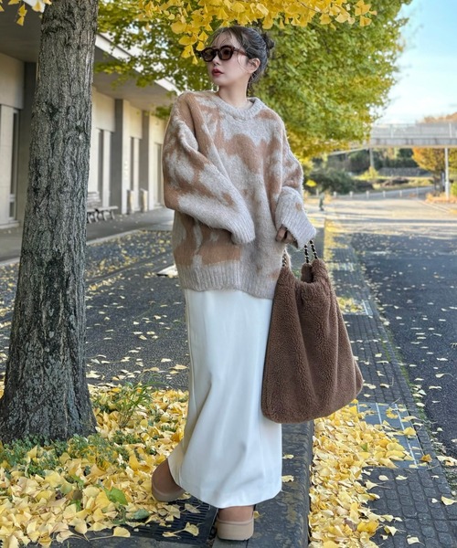 ニット セーター nuance pattern shaggy knit pullover /ニュアンス柄