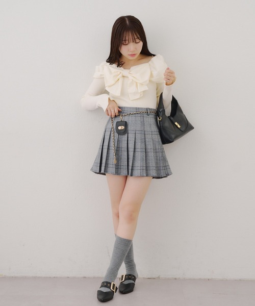 なつ michellmacaron チャーム付きフリルミニスカート グレー スカート チャーム付プリーツミニスカート なつ様専用 michellmacaron