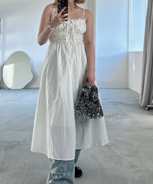 「paravion」 キャミソールワンピース FREE ホワイト レディース_画像4