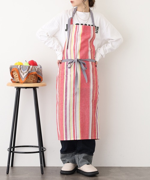 エプロン 綿麻マルチストライプエプロン : ZOZOTOWN Yahoo!店 - 通販