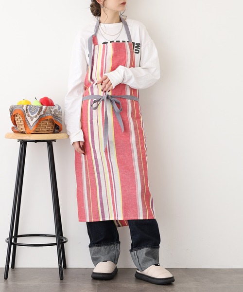 エプロン 綿麻マルチストライプエプロン : ZOZOTOWN Yahoo!店 - 通販