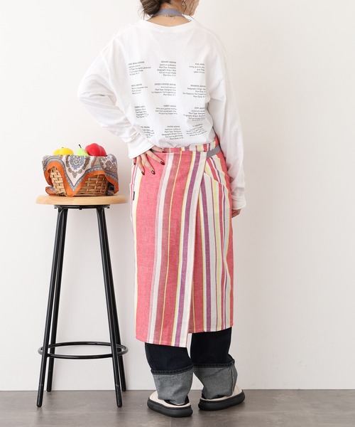 l'atelier Nuuit（アトリエ ヌイ） エプロン 綿麻マルチストライプ