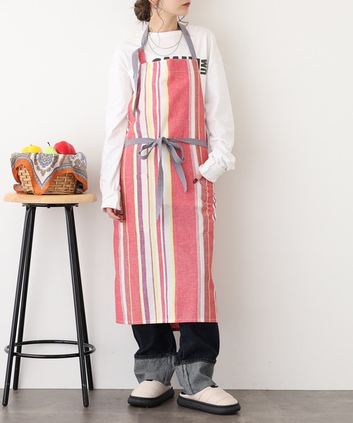 エプロン 綿麻マルチストライプエプロン : ZOZOTOWN Yahoo!店 - 通販