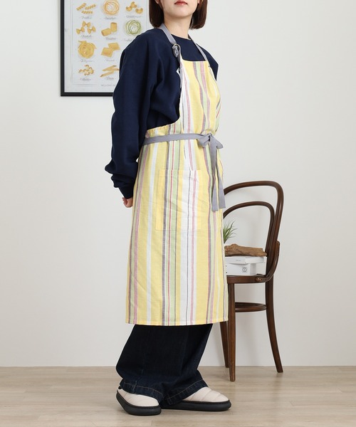 l'atelier Nuuit（アトリエ ヌイ） エプロン 綿麻マルチストライプ