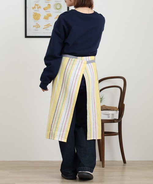 l'atelier Nuuit（アトリエ ヌイ） エプロン 綿麻マルチストライプ