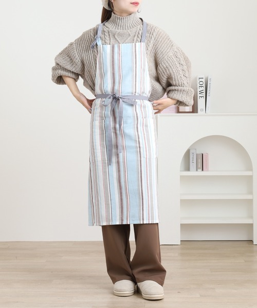 l'atelier Nuuit（アトリエ ヌイ） エプロン 綿麻マルチストライプ