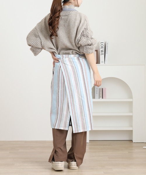 l'atelier Nuuit（アトリエ ヌイ） エプロン 綿麻マルチストライプ