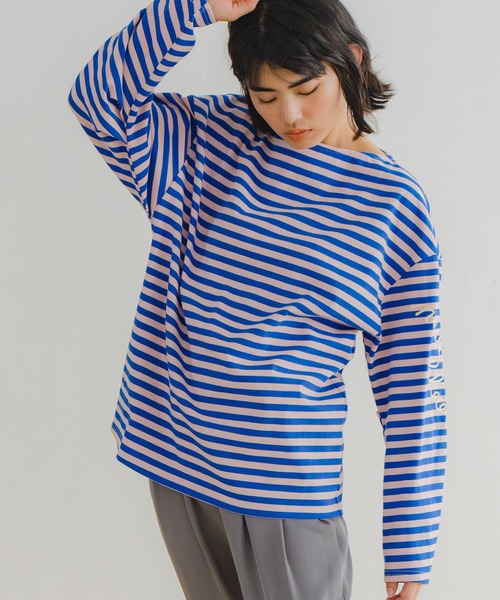 WHYTO（ホワイト） tシャツ 「WHYTO. / ホワイト」ルーズストライプ