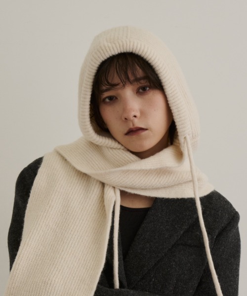 DFFUR. ニット帽 ニットキャップ ウール混ルーズフィットフーディー