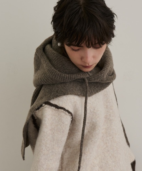 DFFUR. ニット帽 ニットキャップ ウール混ルーズフィットフーディー