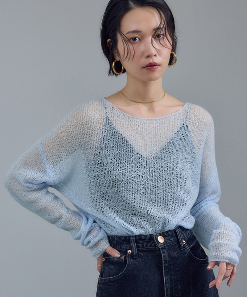 SALON adam et rope' カシミヤリネンシアーニットプルオーバー サロン アダム エ ロペ SALON adam et rope' カシミヤリネンシアー