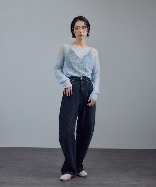 SALON adam et rope' カシミヤリネンシアーニットプルオーバー SALON adam et rope'（サロン アダム エ ロペ） ニット セーター