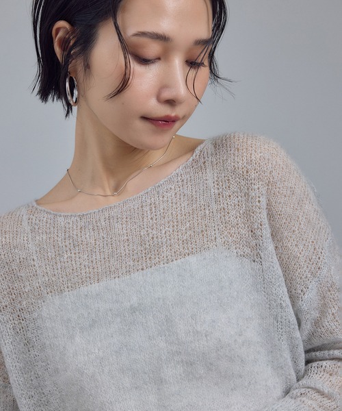 SALON adam et rope' カシミヤリネンシアーニットプルオーバー サロン アダム エ ロペ SALON adam et rope' カシミヤリネンシアー