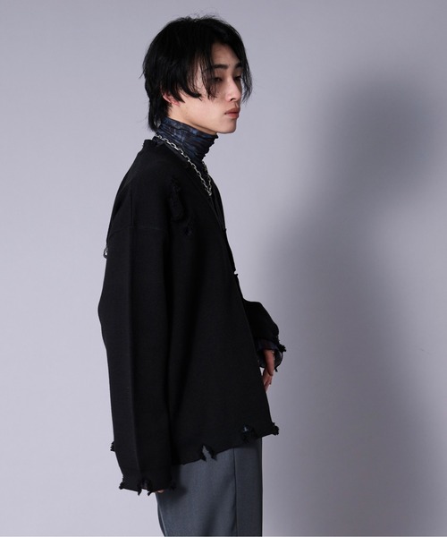 「Ellno Loset」 ニットカーディガン SMALL ブラック メンズ_画像5