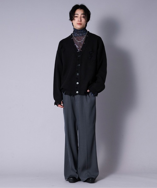 「Ellno Loset」 ニットカーディガン SMALL ブラック メンズ_画像6