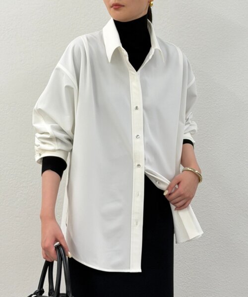 【新品タグ付】25SS 完売品 ラウンジドレス リネンストライプオーバーシャツ 新品タグ付】25SS 完売品 ラウンジドレス リネンストライプオーバー