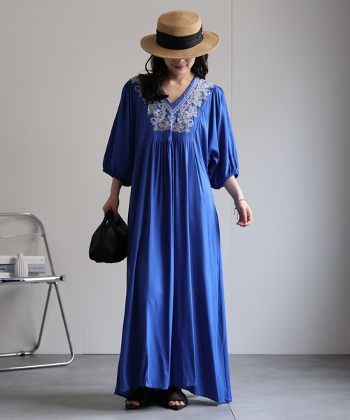 「ap retro」 7分袖ワンピース FREE ブラック レディース_画像3