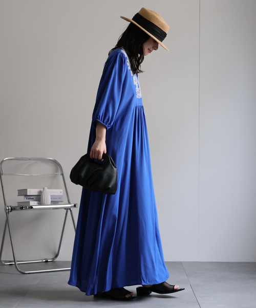 「ap retro」 7分袖ワンピース FREE ブラック レディース_画像4