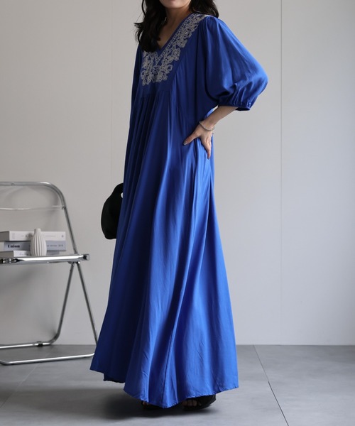 「ap retro」 7分袖ワンピース FREE ブラック レディース_画像8