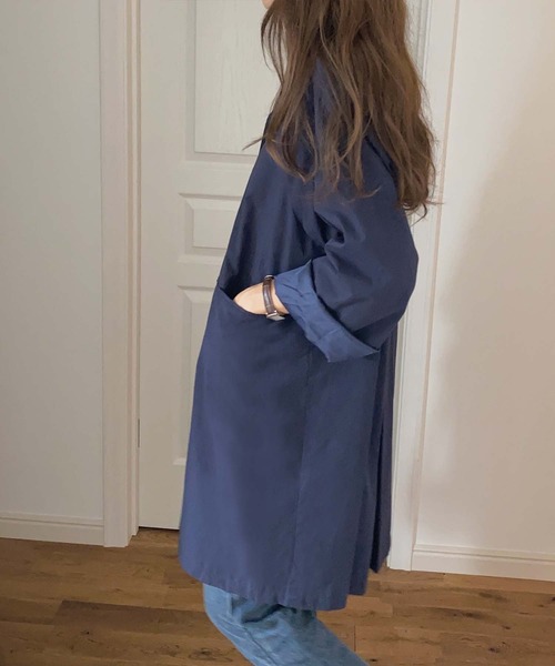 「LAUIR」 トレンチコート LARGE ネイビー レディース_画像5