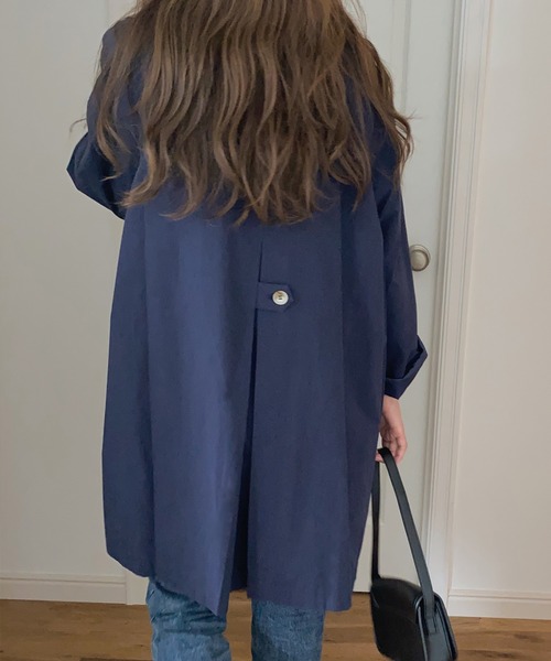 「LAUIR」 トレンチコート LARGE ネイビー レディース_画像6