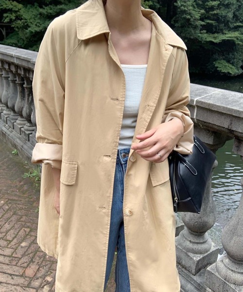 「LAUIR」 トレンチコート LARGE ネイビー レディース_画像9