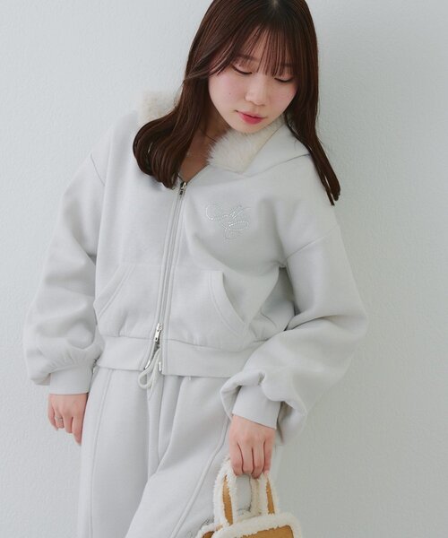 continuer de NICE CLAUP パーカー 「SETUP対応アイテム」ラメロゴ裏