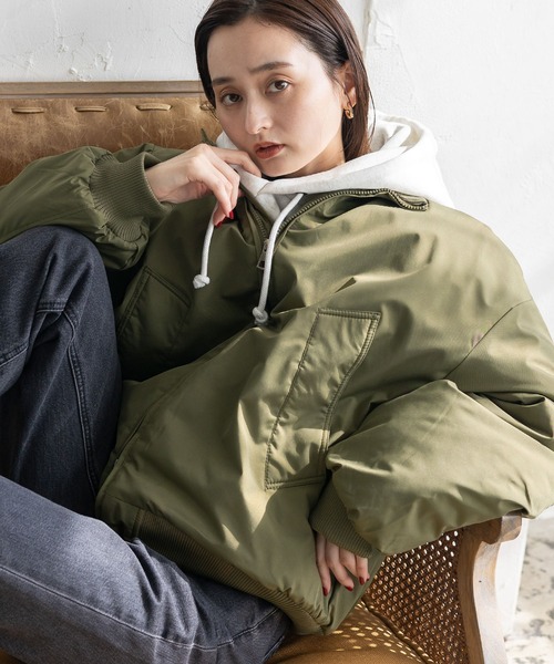 No Rule No Line ブルゾン アウター 中綿ダブルジップブルゾン