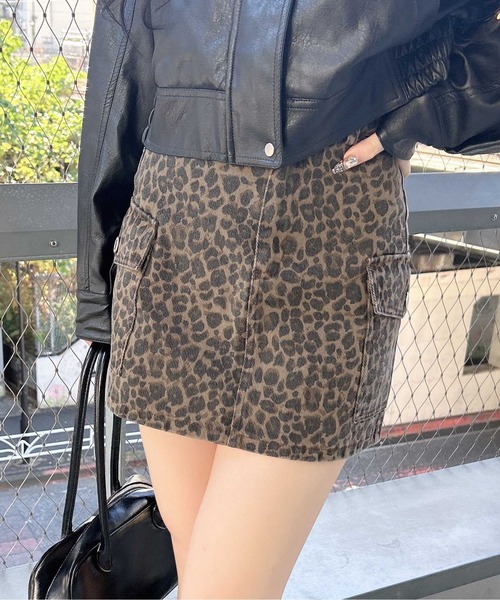 INGNI（イング） デニムスカート アソート柄カーゴミニスカート