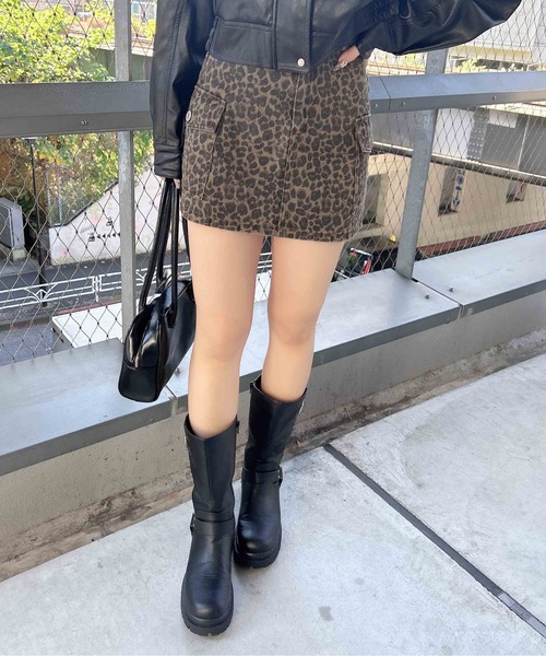 INGNI（イング） デニムスカート アソート柄カーゴミニスカート