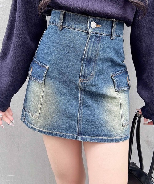 INGNI（イング） デニムスカート アソート柄カーゴミニスカート