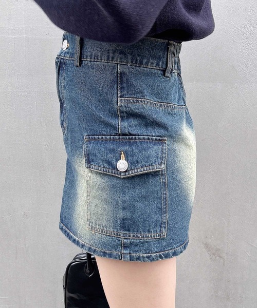 INGNI（イング） デニムスカート アソート柄カーゴミニスカート