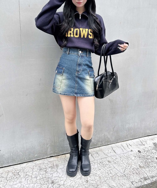 INGNI（イング） デニムスカート アソート柄カーゴミニスカート