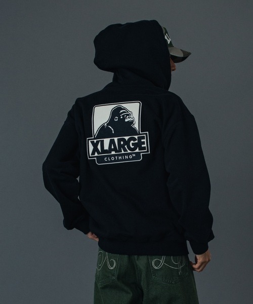 X-LARGE ブラック ジップアップパーカー 中古・古着通販】X-LARGE (エクストララージ) ジップパーカー ブラック