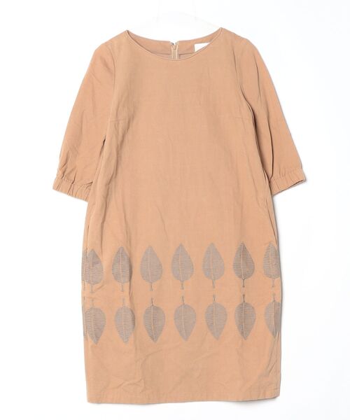 mina perhonen（ミナペルホネン） 花柄7分袖ワンピース 36 ベージュ